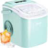Silonn Countertop Ice Maker, 9 Cubes Ready in 6 Mins, 26lbs in 24Hrs, Self-Cleaning Ice Machine with Ice Scoop and Basket, 2 Sizes of Bullet Ice for Home Kitchen Office Bar Party, Green (SLIM09)