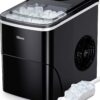 Silonn Ice Makers Countertop, 9 Cubes Ready in 6 Mins, 26lbs in 24Hrs, Self-Cleaning Ice Machine with Ice Scoop and Basket, 2 Sizes of Bullet Ice for Home Kitchen Office Bar Party (Black)
