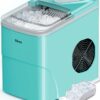 Silonn Ice Makers Countertop, 9 Cubes Ready in 6 Mins, 26lbs in 24Hrs, Self-Cleaning Ice Machine with Ice Scoop and Basket, 2 Sizes of Bullet Ice for Home Kitchen Office Bar Party (Green)