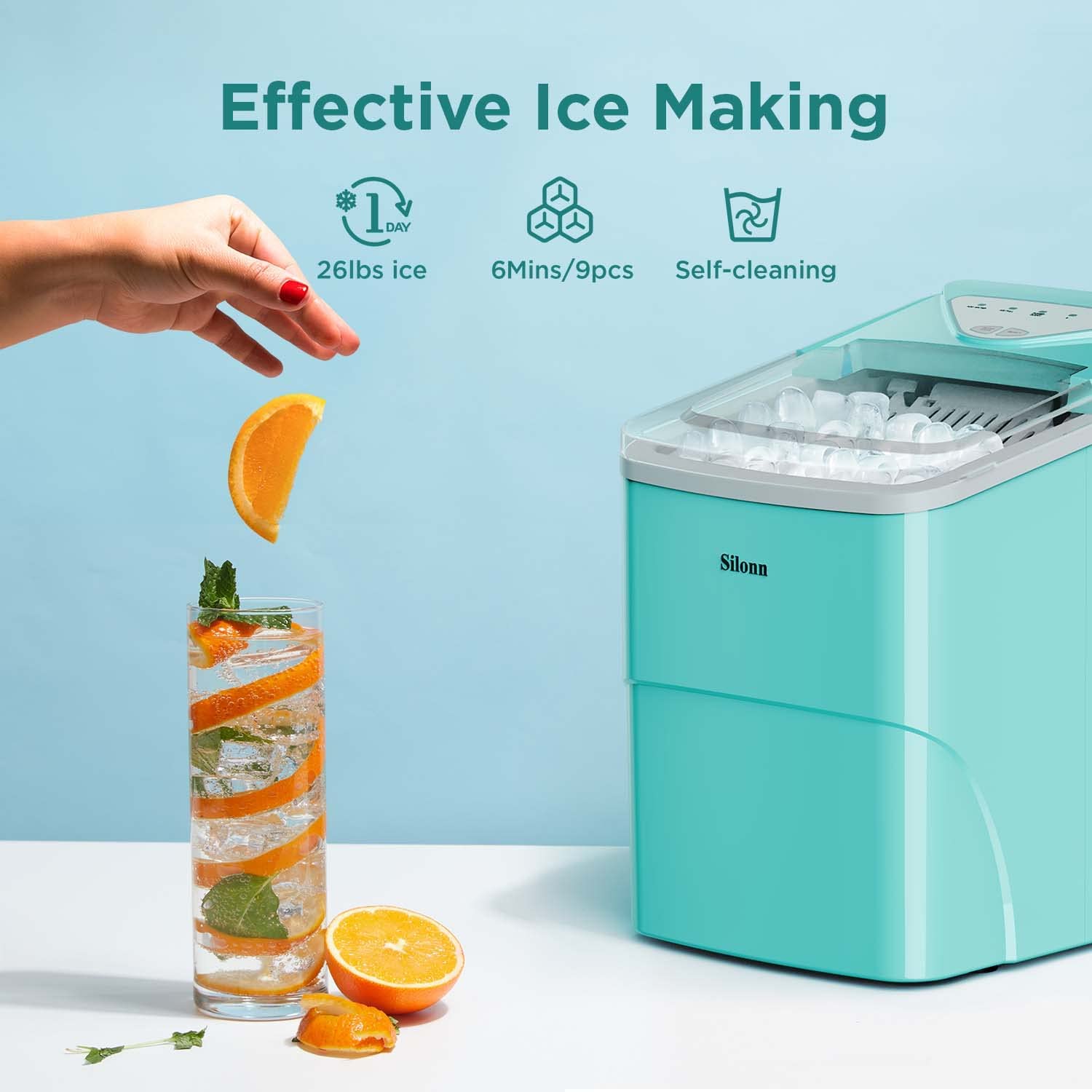 Ice Makers Countertop - Silonn Portable Ice Maker Machine for