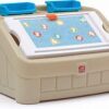 Step2 2-in-1 Toy Box & Art Lid | Plastic Toy & Art Storage Container, Tan