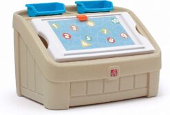 Step2 2-in-1 Toy Box & Art Lid | Plastic Toy & Art Storage Container, Tan