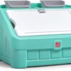 Step2 2-in-1 Toy Box and Kids Easel Lid, Mint – Create & Display Art on Kids Art Table Lid – Toy Chest Encourages Responsibility and Organization – Plastic Toy & Art Storage Container – Toy Storage
