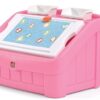 Step2 2-in-1 Toy Box and Kids Easel Lid, Pink – Create & Display Art on Kids Art Table Lid – Toy Chest Encourages Responsibility and Organization – Plastic Toy & Art Storage Container – Toy Storage