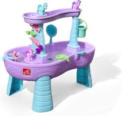 Step2 Rain Showers & Unicorns Water Table – Kids Purple Water Play Table with 13-Pc Unicorn Accessory Set