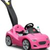 Step2 Whisper Ride Toddler Push Car, Pink – Ride On Toy with Included Seat Belt, Easy Storage and Transport, Steering Wheel for Pretend Play – Push Toy Car Makes a Great Stroller Alternative