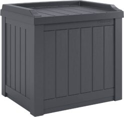 Suncast 22 Gallon Indoor or Outdoor Backyard Patio Small Storage Deck Box with Attractive Bench Seat and Reinforced Lid, Cyberspace