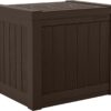 Suncast 22-Gallon Small Deck Box - Lightweight Resin Outdoor Storage Deck Box and Seat for Patio Cushions, Gardening Tools and Toys - Java Brown