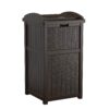 Suncast 33 Gallon Can Resin Outdoor Trash Hideaway with Lid Use in Backyard, Deck, or Patio, Brown