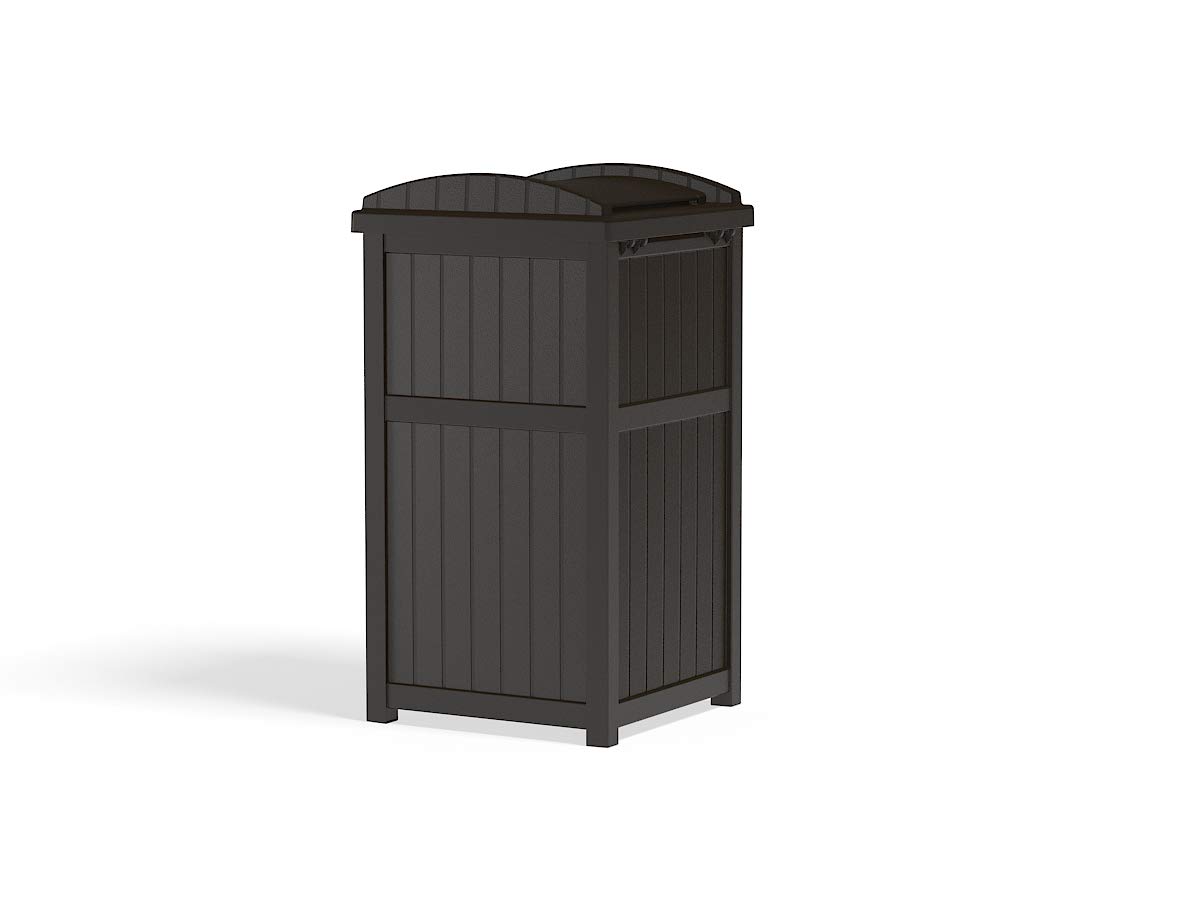 Suncast Hideaway Can Resin Outdoor Trash with Lid Use in Backyard, Deck, or  Patio, 33 Gallon, Brown 