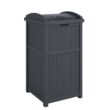 Suncast Trashcan Hideaway 31.5-Inch Tall Outdoor 30 Gallon Durable Garbage Can Trash Waste Bin Container with Latching Lid, Cyberspace