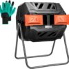 VIVOSUN Outdoor Tumbling Composter Dual Rotating Batch Compost Bin, 43 Gallon Orange Door