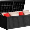 YITAHOME 150 Gallon Large Outdoor Storage XL Deck Box w/Divider for Patio Furniture,Outdoor Cushions, Garden Tools, Sports Equipment and Pool Supplies, Waterproof, Resin, Lockable, Black