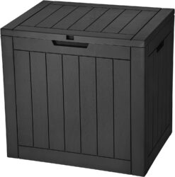 YITAHOME 30 Gallon Deck Box, Outdoor Storage Box for Patio Furniture, Pool Accessories, Cushions, Garden Tools and Outdoor, Waterproof Resin with Lockable Lid and Side Handles (Black)