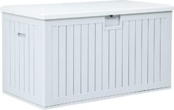 YITAHOME XL 150 Gallon Large Deck Box,Outdoor Storage for Patio Furniture Cushions,Garden Tools and Pool Toys with Flexible Divider,Waterproof,Lockable (Grayish-White)
