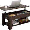 Yaheetech Lift Top Coffee Table with Hidden Compartment and Storage Shelf, Rising Tabletop Dining Table for Living Room Reception Room, 38.6in L, Espresso