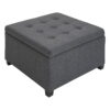 HOMCOM Fabric Tufted Storage Ottoman w/Flip Top Seat Lid and Metal Hinge