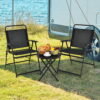 Gymax 3PCS Folding Patio Bistro Set Outdoor Furniture Set w/ Steel Frame, Black