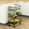 3Tier Fruit Trolley Kitchen Metal Wire Vegetable Storage Basket Cart With Wheels