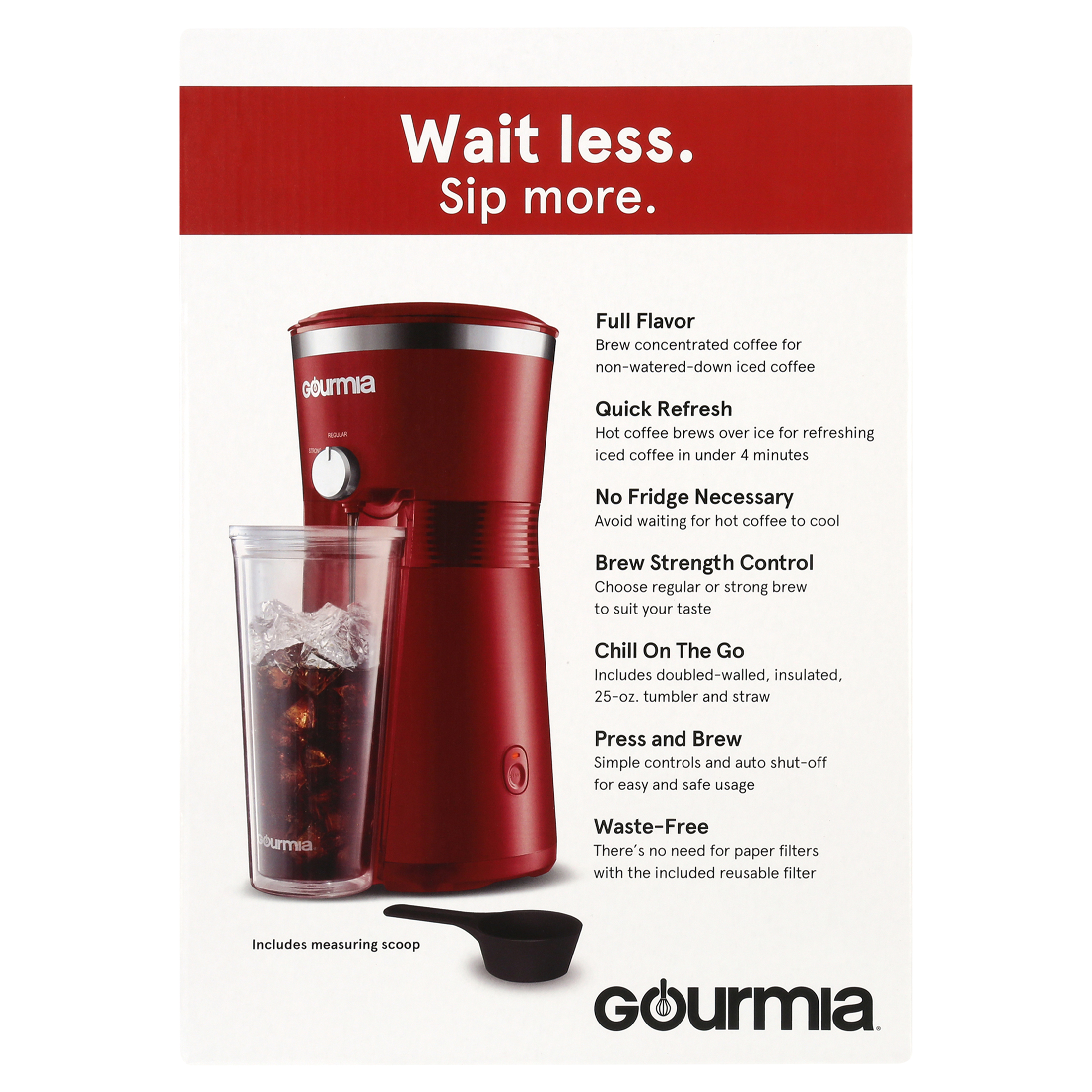 Gourmia Iced Coffee Maker with 25 fl oz. Reusable Tumbler, Black