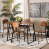 Baxton Studio Elida Modern and Contemporary Walnut Brown Finished Wood and Black Metal 5-Piece Dining Set