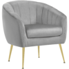 Yaheetech Velvet Channel Tufted Accent Armchair with Gold Metal Legs, Gray
