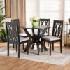 Baxton Studio Lanier Modern and Contemporary Sand Fabric Upholstered Dark Brown Finished 2-Piece Wood Dining Chair Set