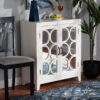 Baxton Studio Garcelle Modern and Contemporary White Finished Wood and Mirrored Glass 2-Door Sideboard