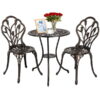 Smile Mart Aluminum 3-Piece Bistro Set with Table & Chairs for Outdoors, Bronze