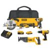 DEWALT DCK551D1M1 20V MAX Cordless 5 Tool Combo Kit with (1) 20V 4.0Ah Battery, (1) 20V 2.0Ah Battery, and Charger