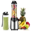 La Reveuse Smoothie Blender Personal Size 300 Watts 2 Pieces 18 oz Travel Sports Bottles (2-Silver)