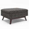 Simpli Home Owen 34 inch Wide Mid Century Modern Rectangle Coffee Table Storage Ottoman-Color:Ebony,Fabric:Tweed