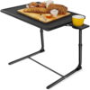 Adjustable TV Tray Folding Table Trays with 6 Height & 3 Tilt Angle & Cup Holder for Bed & Couch
