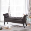 SmileMart Storage & Upholstered Bench, Dark Brown