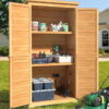 Aiho 63.2" Outdoor Storage Cabinet with Double Lockable Doors and 3 Removable Shelves - Natural
