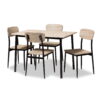 Baxton Studio Honore 5 Piece Dining Table Set, Light Brown