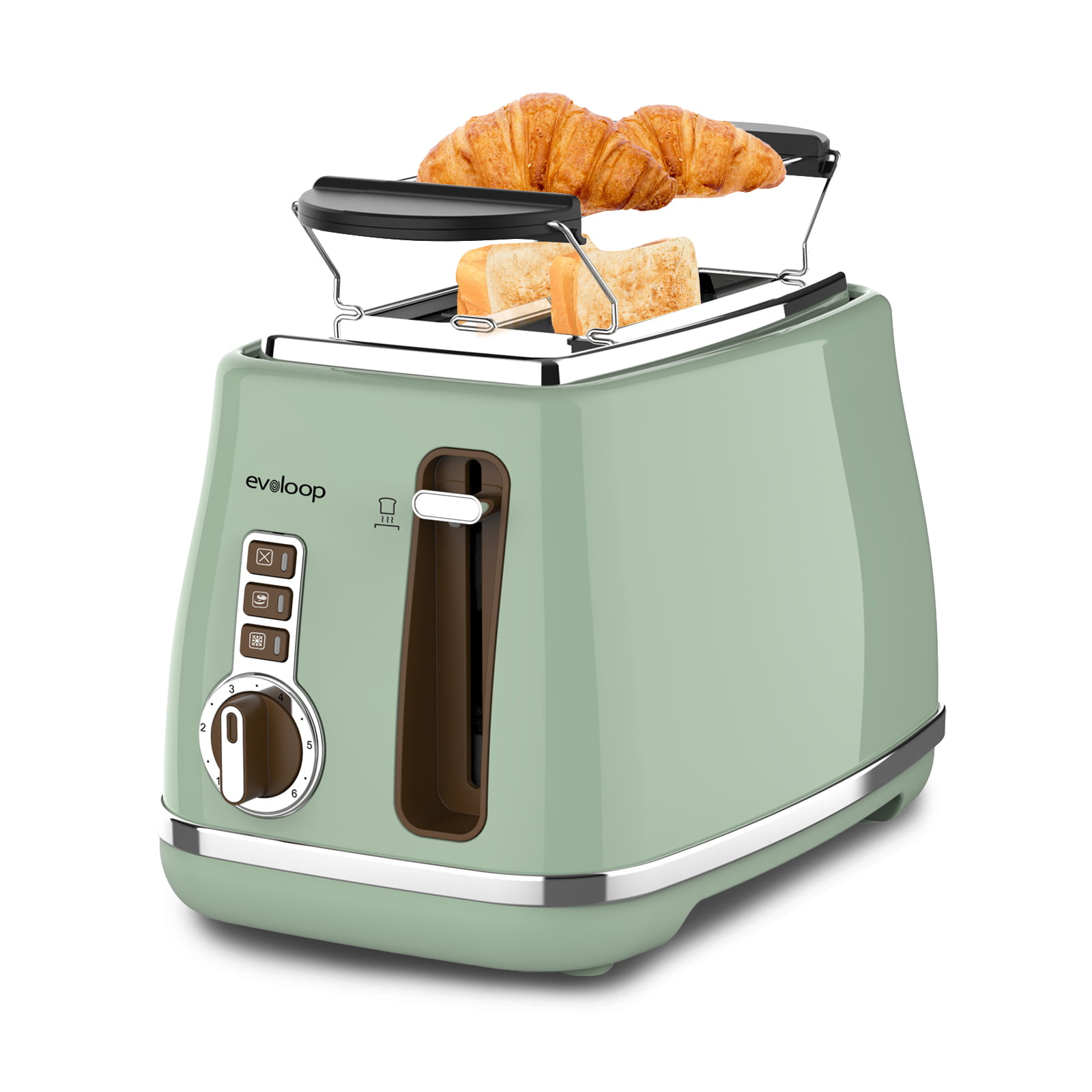 Evoloop Toaster 4 Slice, Stainless Steel Bread Toasters, 6 Bread Shade  Settings, Black 