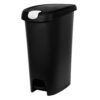 Hefty 12 Gallon Trash Can, Plastic Lockable Slim Step On Kitchen Trash Can, Black