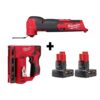 Milwaukee 2526-20-2447-20-48-11-2412 M12 FUEL 12V Lithium-Ion Cordless Oscillating Multi-Tool and Crown Stapler with two 3.0 Ah Batteries