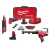 Milwaukee 2526-21XC-2415-20-2460-20-48-11-2460 M12 FUEL 12V Li-Ion Cordless Oscillating Multi-Tool Kit with 3/8 in. Right Angle Drill, Rotary Tool & 6.0Ah Battery