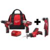 Milwaukee 2498-23-2415-20 M12 12V Lithium-Ion Cordless Combo Tool Kit (3-Tool) with M12 Right Angle Drill