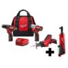Milwaukee 2498-23-2457-20 M12 12V Lithium-Ion Cordless Combo Kit (3-Tool) with M12 3/8 in. Ratchet