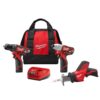 Milwaukee 2498-23 M12 12V Lithium-Ion Cordless Combo Tool Kit (3-Tool) w/(2) 1.5Ah Batteries, (1) Charger, (1) Tool Bag