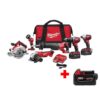 Milwaukee 2696-26-48-11-1850 M18 18V Lithium-Ion Cordless Combo Kit (6-Tool) with Free 5.0Ah Battery
