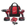 Milwaukee 2697-22 M18 18V Lithium-Ion Cordless Hammer Drill/Impact Driver Combo Kit with Two 3.0 Ah Batteries, Charger, Bag (2-Tool)