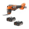 RIDGID R86240B-AC8400802P 18V Brushless Cordless Oscillating Multi-Tool with 18V Compact Lithium-Ion Battery (2-Pack)