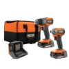 RIDGID R97801 18V SubCompact Brushless 2-Tool Combo Kit with Drill/Driver, Impact Driver, (2) 2.0 Ah Batteries, Charger, and Tool Bag
