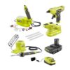 RYOBI PCL1305K1N ONE+ 18V Cordless 3-Tool Hobby Kit with Compact Glue Gun, Soldering Iron, Rotary Tool, 1.5 Ah Battery, and Charger