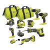 RYOBI PCL1800K3N ONE+ 18V 8-Tool Combo Kit with (1) 1.5 Ah Battery and (2) 4.0 Ah Batteries and Charger