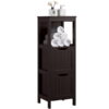 SMILE MART Adjustable 3 Tiers Bathroom Storage Cabinet Modern Organizer Heavy Duty Vanity Stylish Floor Cabinet, Espresso